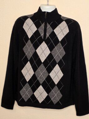 Daniel Bishop Quarter-Zip Pullover Cashmere Men's Sweater, Size Large